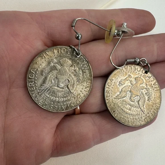 1/2 Dollar Silver Coin Dangle Earrings